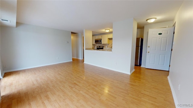 unfurnished living room with light hardwood / wood-style floors