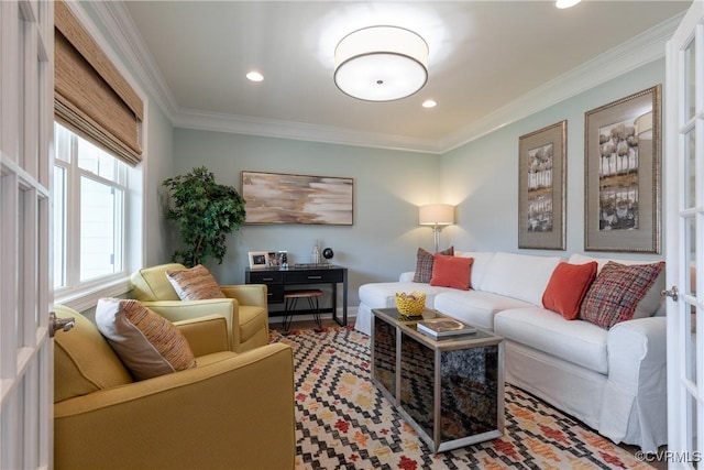 11163 Independence Rd, Ashland, VA 23005 - living room featuring crown molding and french doors