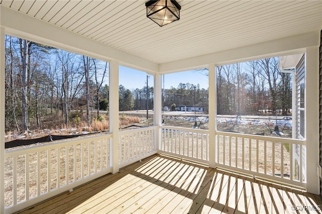 view of unfurnished sunroom