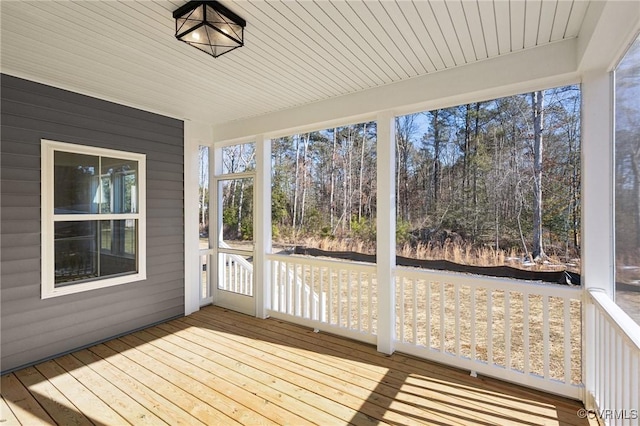 view of unfurnished sunroom