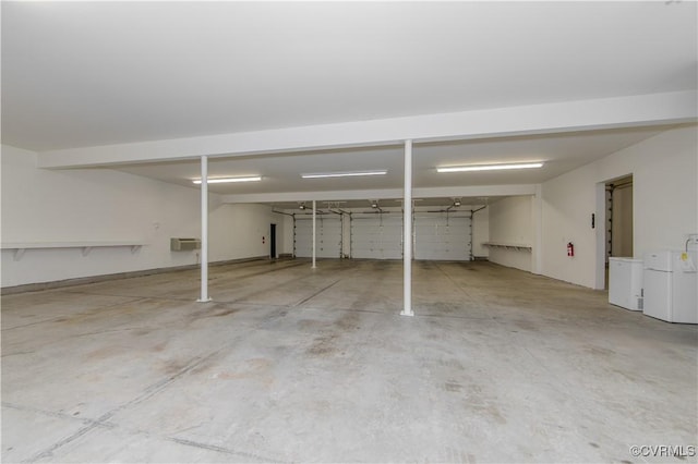 parking deck featuring freestanding refrigerator