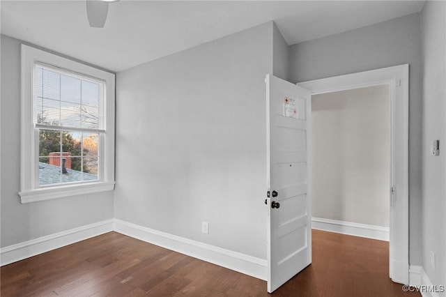 spare room featuring dark hardwood / wood-style floors