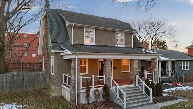 view of front facade featuring a porch