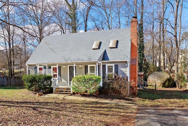 cape cod house with covered porch