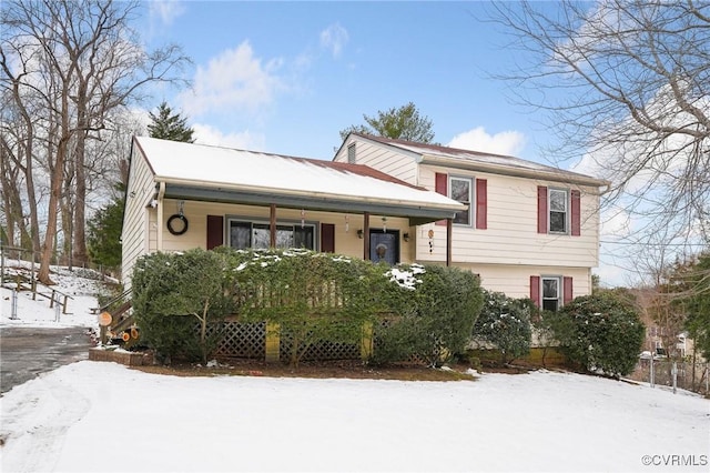 tri-level home with covered porch