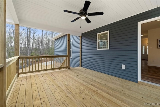 wooden terrace with ceiling fan