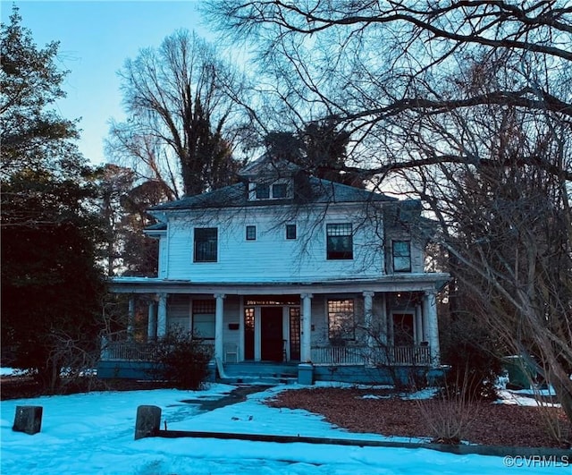 view of front of property with covered porch