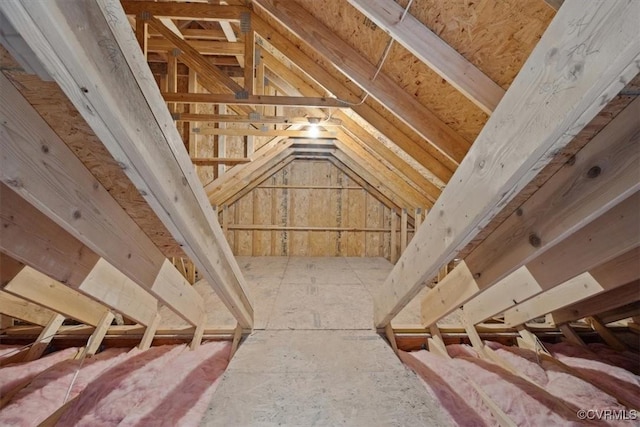 view of unfinished attic