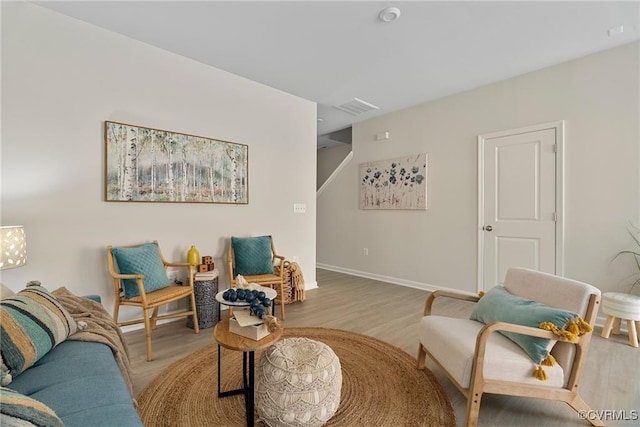 living room featuring light wood-type flooring