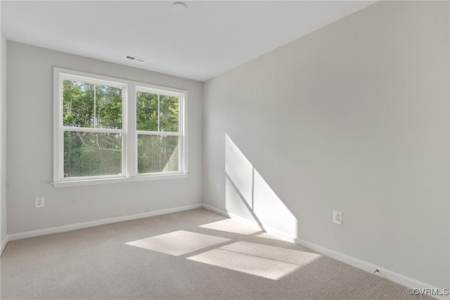 spare room featuring light carpet