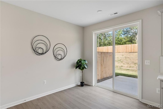 interior space with light hardwood / wood-style floors