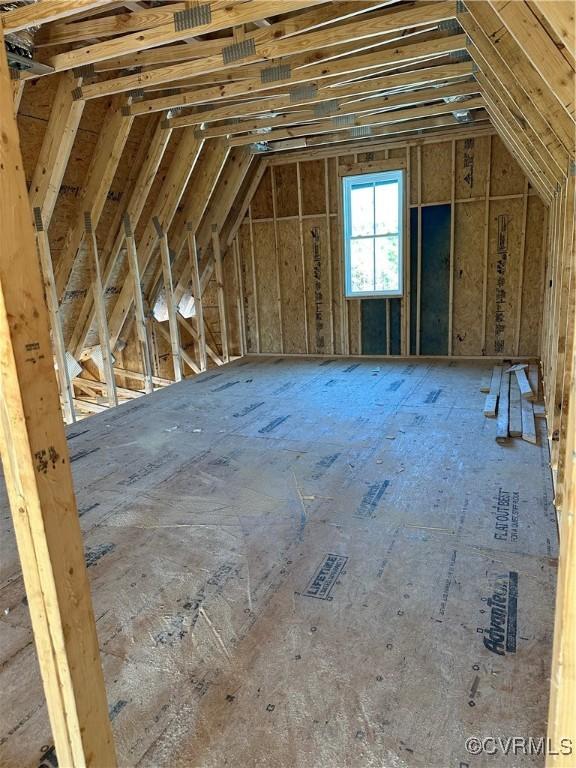 view of unfinished attic