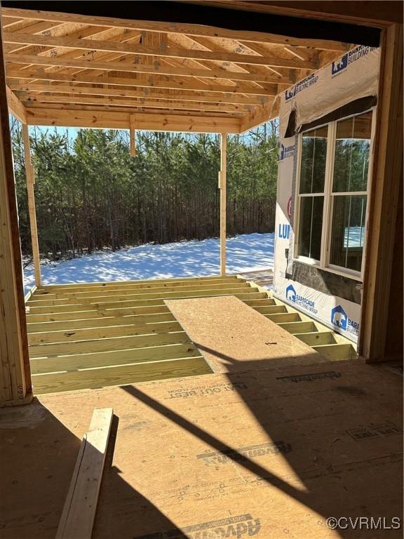 view of snow covered patio