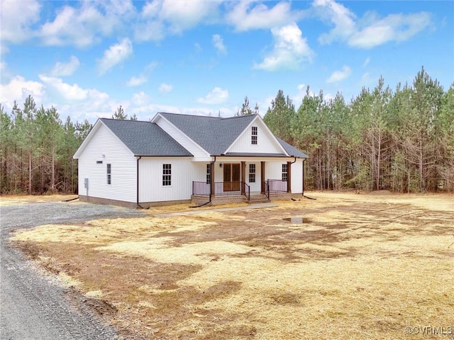 modern farmhouse with covered porch