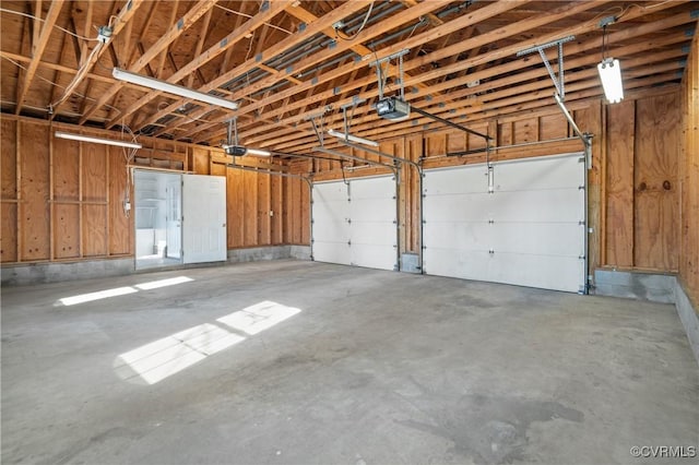 garage with a garage door opener