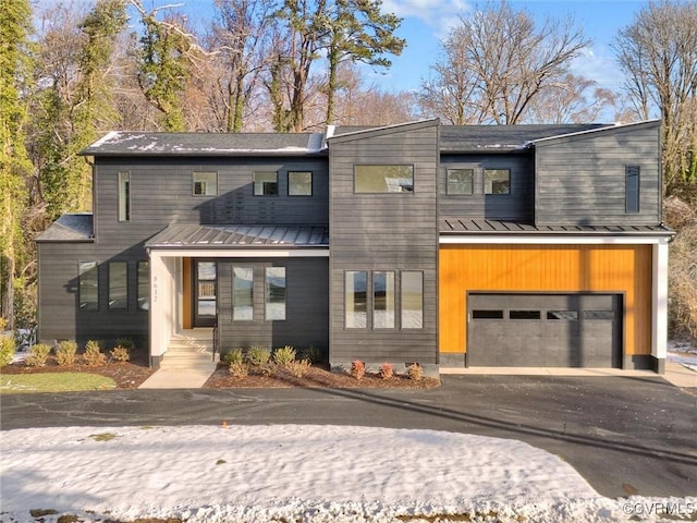 contemporary home with a garage