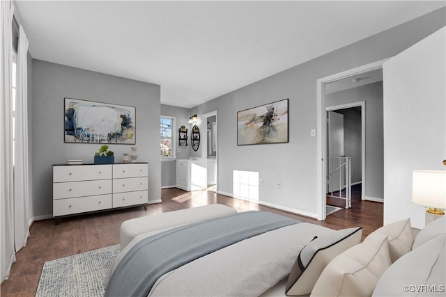 bedroom featuring dark hardwood / wood-style floors