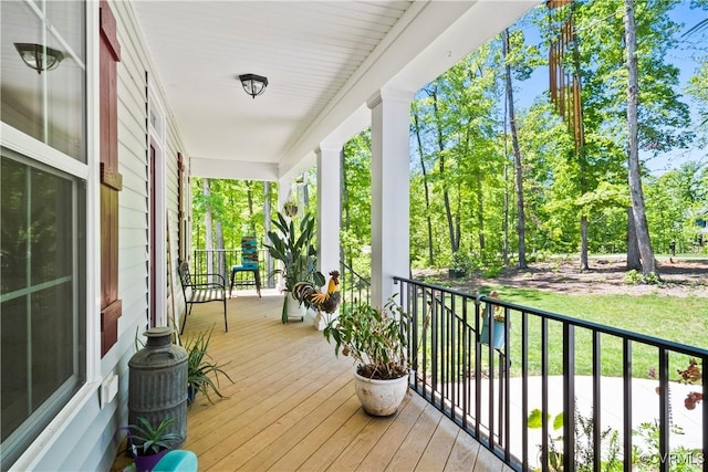 wooden deck with covered porch