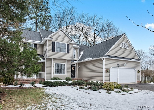 front facade with a garage