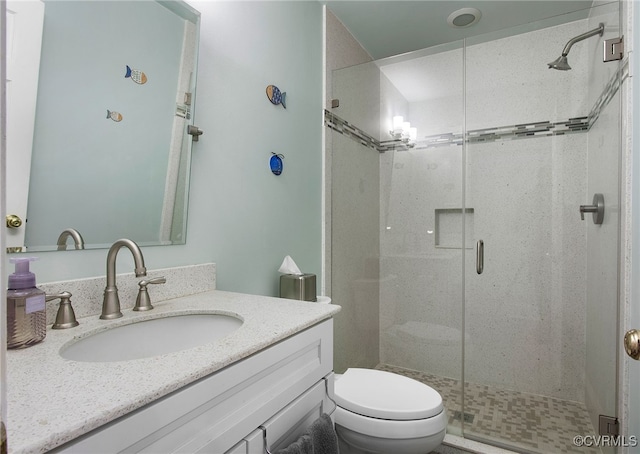 16460 W Crescent Ln, Hanover, VA 23192 - bathroom with a stall shower, toilet, and vanity