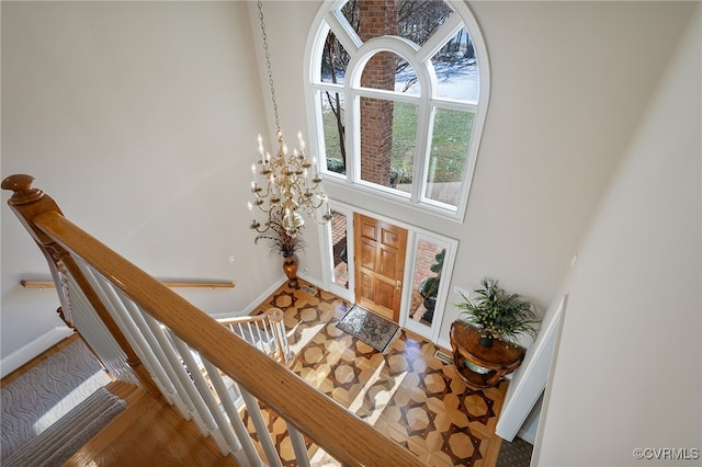 16460 W Crescent Ln, Hanover, VA 23192 - foyer featuring a high ceiling, a chandelier, and baseboards