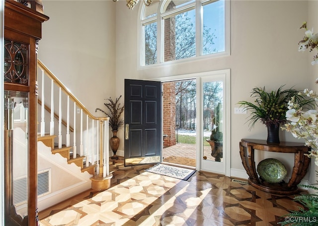 16460 W Crescent Ln, Hanover, VA 23192 - entryway featuring a high ceiling, stairway, and baseboards