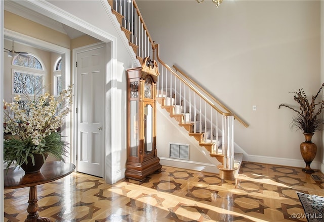16460 W Crescent Ln, Hanover, VA 23192 - stairway with baseboards and a towering ceiling