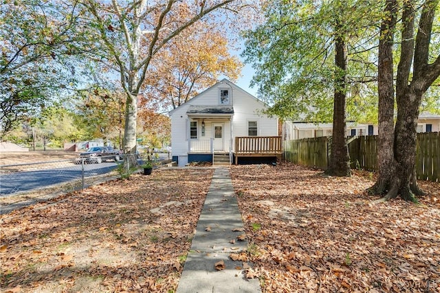 view of front of home with a deck