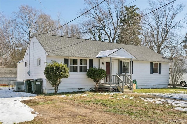 view of front of home with central AC