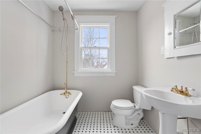 bathroom with toilet and a bathing tub