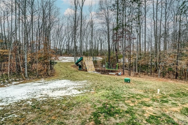 view of yard featuring a playground