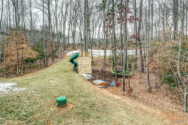 view of yard with a playground