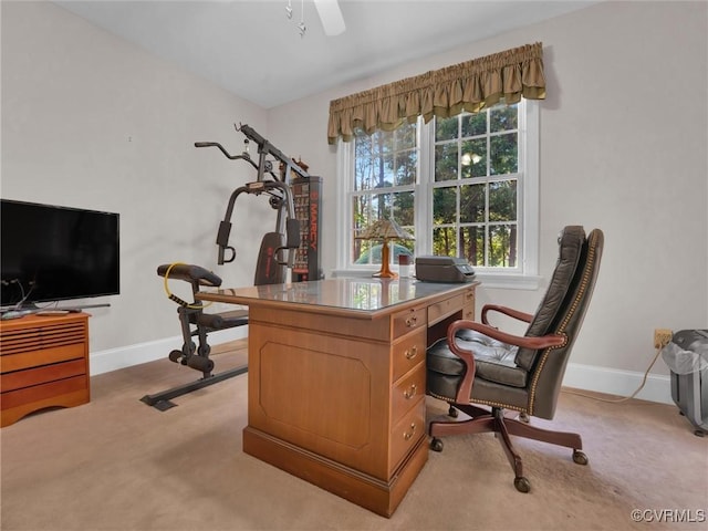 view of carpeted home office