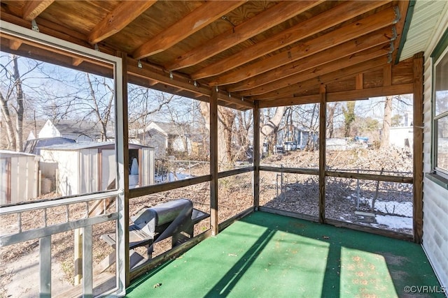 view of unfurnished sunroom