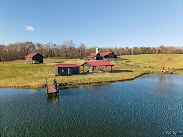 view of water feature featuring a rural view and a gazebo