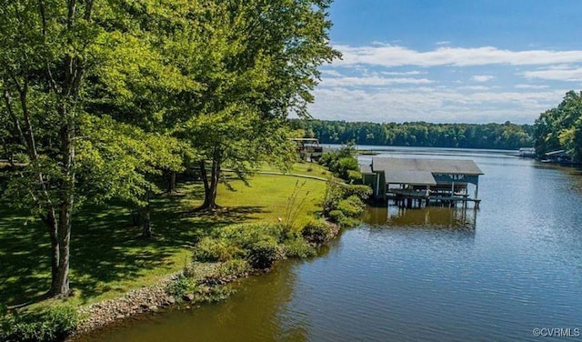 water view with a boat dock