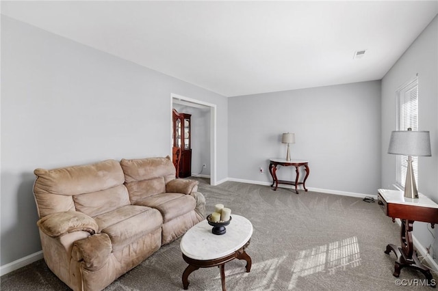 living room with carpet flooring