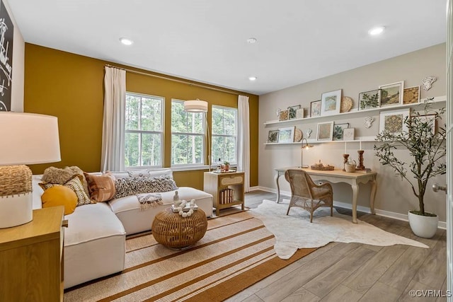 sitting room featuring light hardwood / wood-style floors