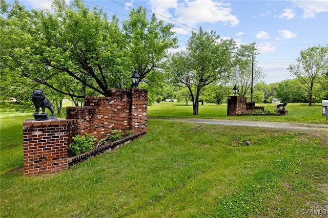 view of community featuring a lawn