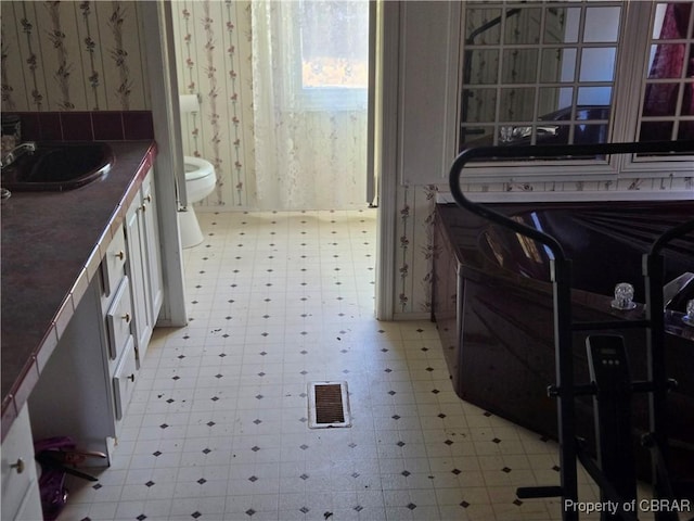 bathroom featuring toilet and vanity