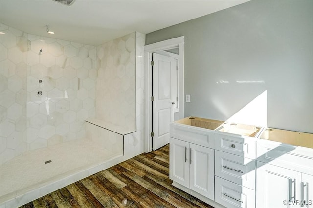 bathroom with wood-type flooring