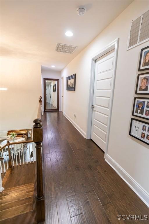 hall featuring dark hardwood / wood-style flooring