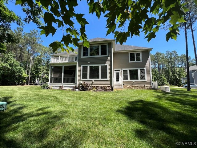 12618 Capernwray Ter, Chesterfield, VA 23838 - rear view of property featuring a yard, a balcony, and entry steps