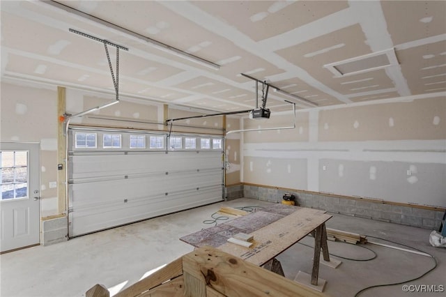 garage with a garage door opener