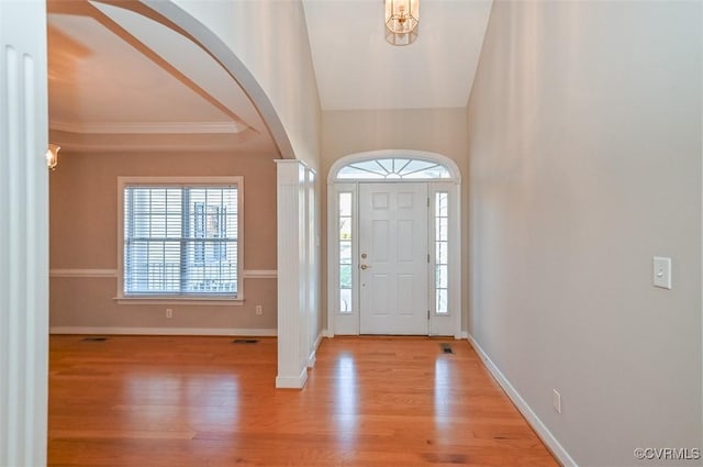 entrance foyer with light wood-type flooring