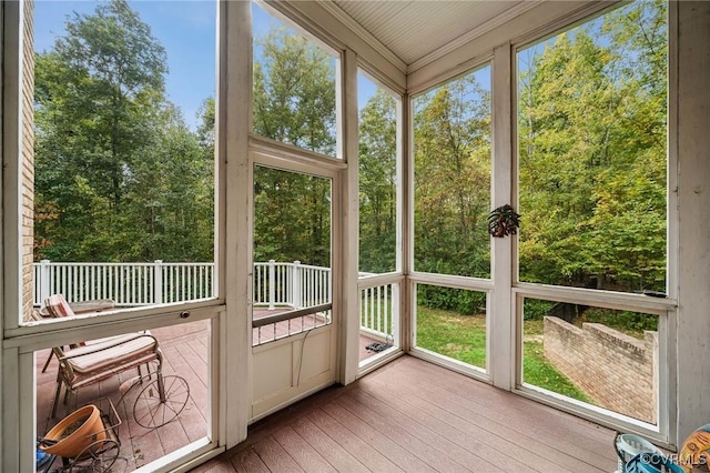 view of unfurnished sunroom