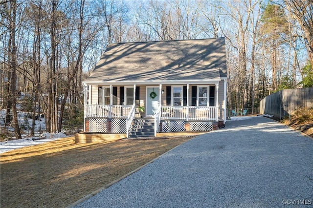 view of front of home featuring covered porch