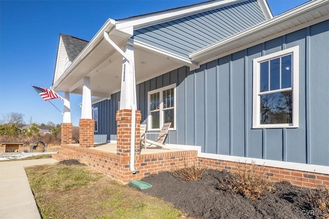 view of home's exterior with covered porch