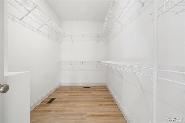 walk in closet with hardwood / wood-style flooring