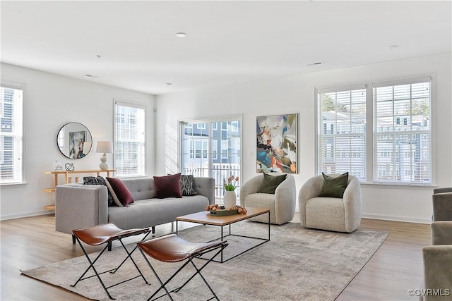 living room featuring light hardwood / wood-style flooring